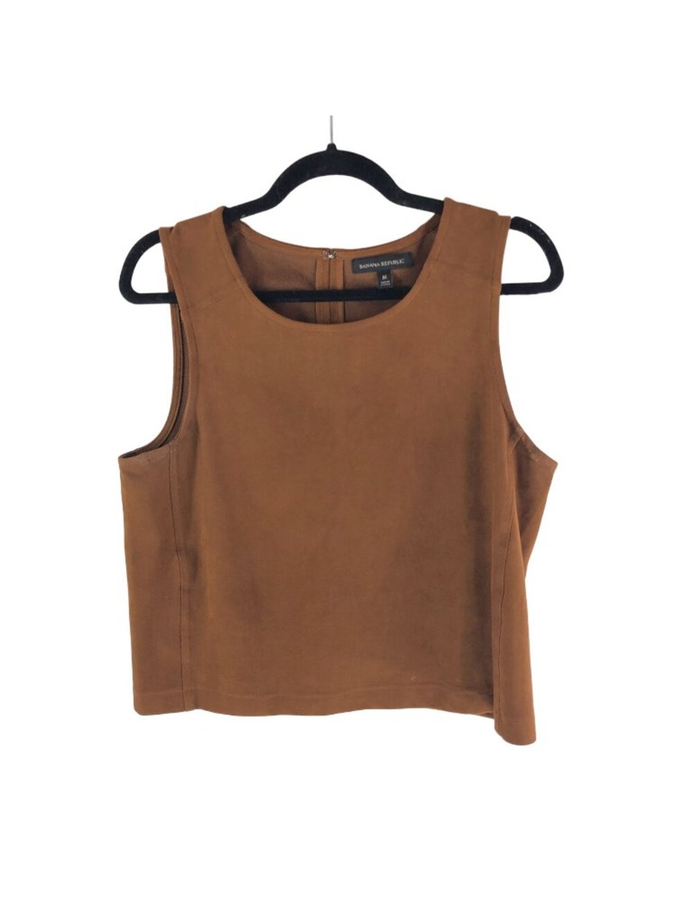 Banana Republic Womens Shell Tank Top Faux Suede Sleeveless Brown M